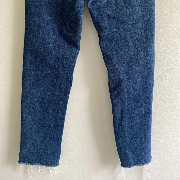 BUFFALO David Bitton Semi High Rise Slim Straight Dark Wash Distressed Hem Jeans - Picture 7 of 13